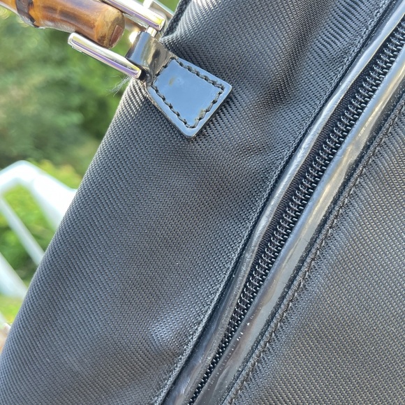 GUCCI 1990s Bamboo Nylon Canvas Bag Black - Picture 6 of 16